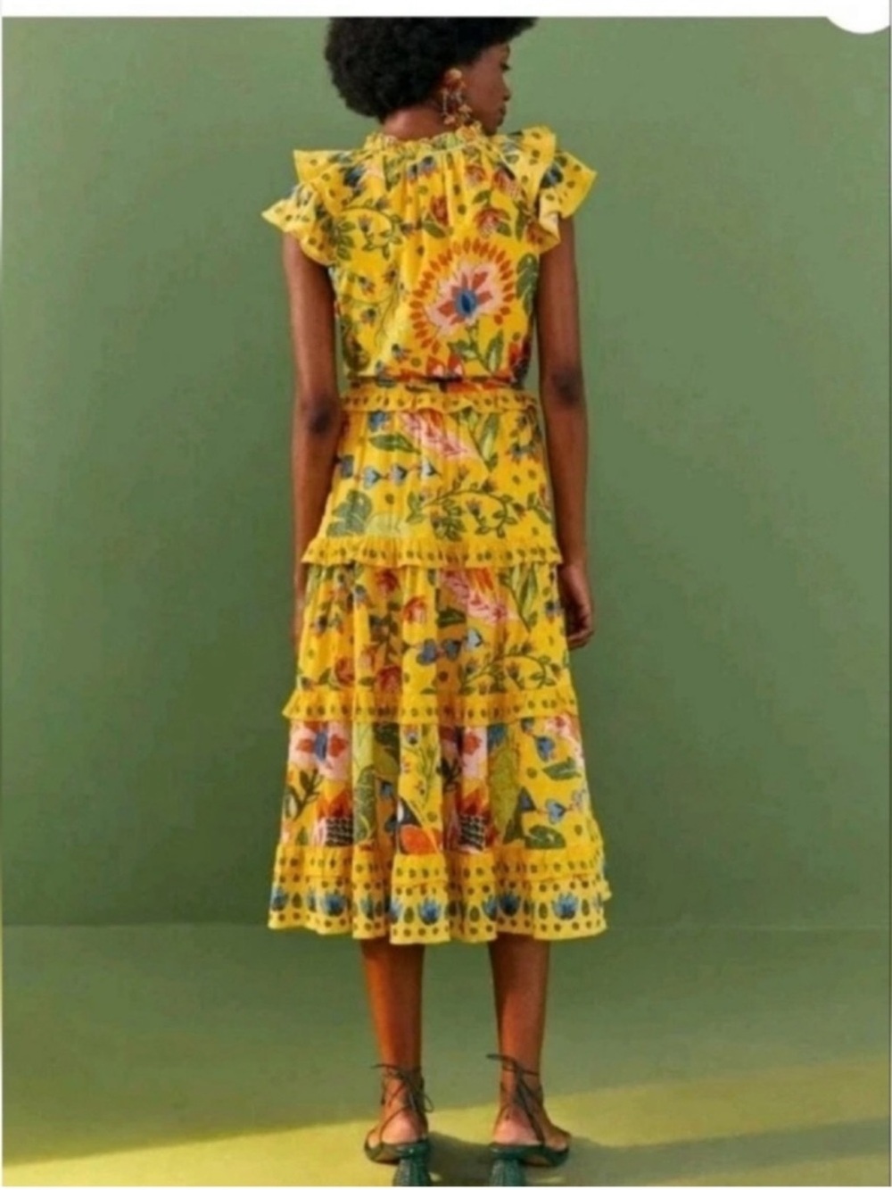 Farm Rio Yellow Summer Garden
Frill Midi Dress Sz Medium - Picture 5 of 16